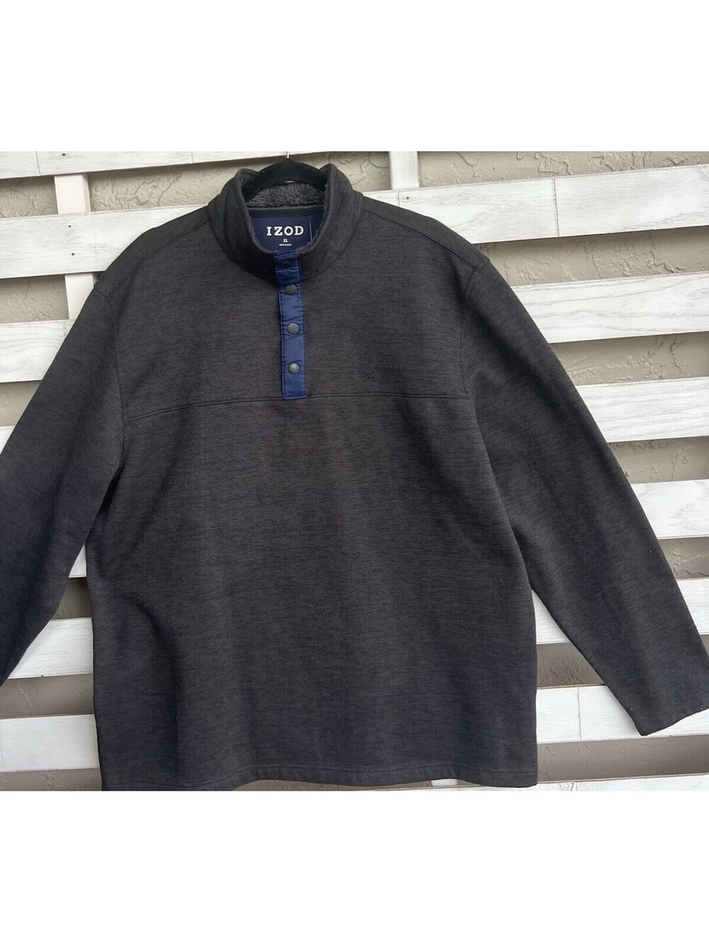 New IZOD Mens XL Sweatshirt 1/4 Snap Herringbone Pullover Fleece Sherpa